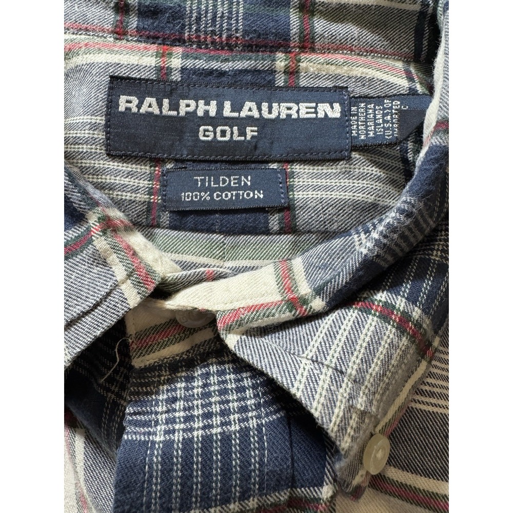 Ralph Lauren Golf Tilden L Plaid Button Down Long Sleeve Shirt 100% Cotton - Picture 4 of 5